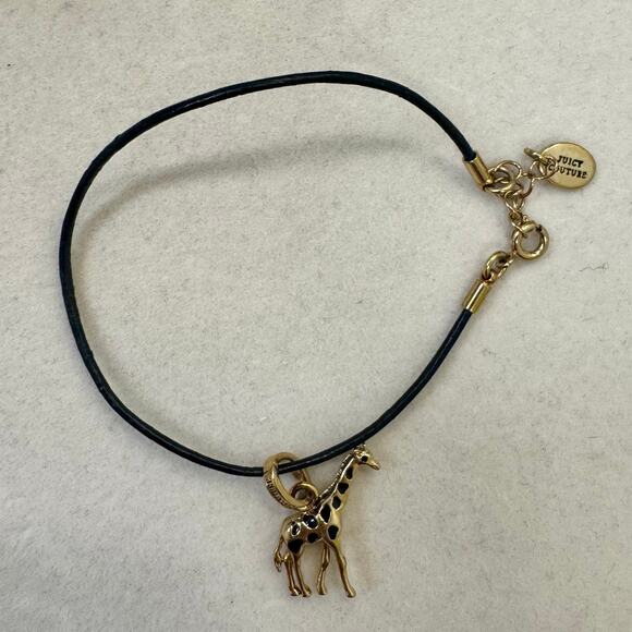 VTG Juicy Couture Giraffe Mini Charm Cord Bracelet Gold Tone - Picture 2 of 8